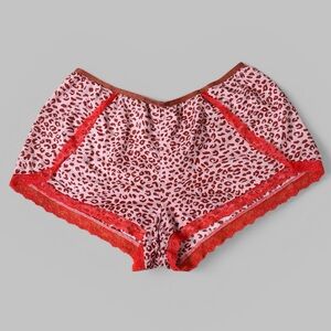 Victoria's Secret Red Lace Leopard Print Pajama Shorts